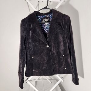 Womens Corduroy Y2K Hippie Witchy Black Blazer Jacket Medium